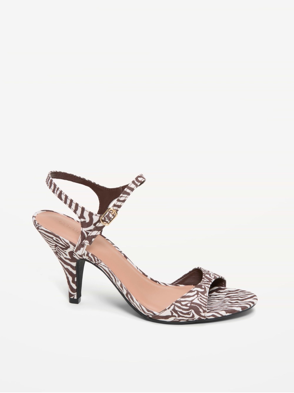 Old Navy Zebra-Print Ankle Strap Heel Sandal - Brown & White